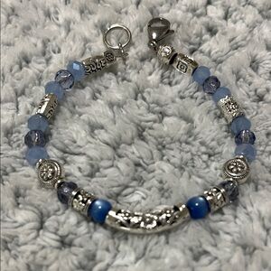 Chic Silver and Blue Beaded Bracelet